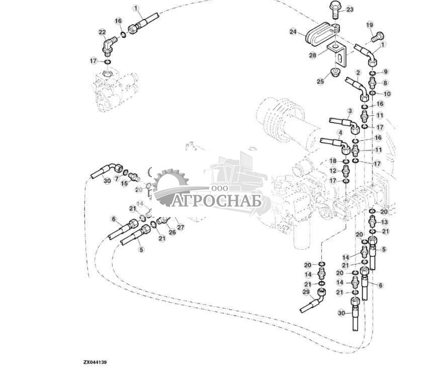Гидравлические линии, шестеренчатый насос, трансмиссия IVLOC™ 